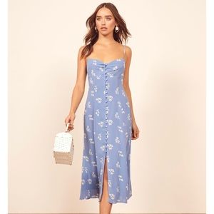 Reformation Blue Floral Cybill Dress